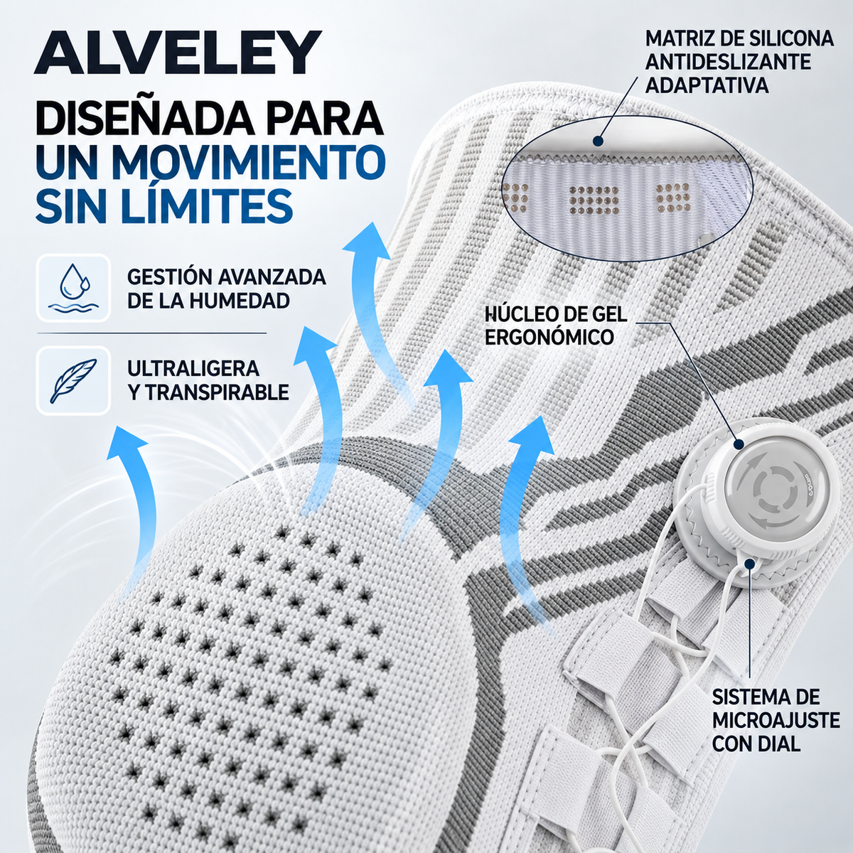 Alveley - Knee brace with lateral adjustment dial